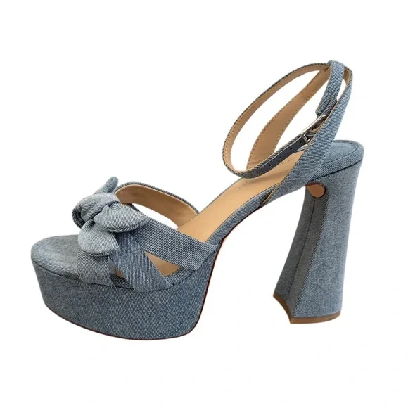 ANTONIO MELANI Blue Denim Bow Dressy Platform Sandals - Picture 3 of 11